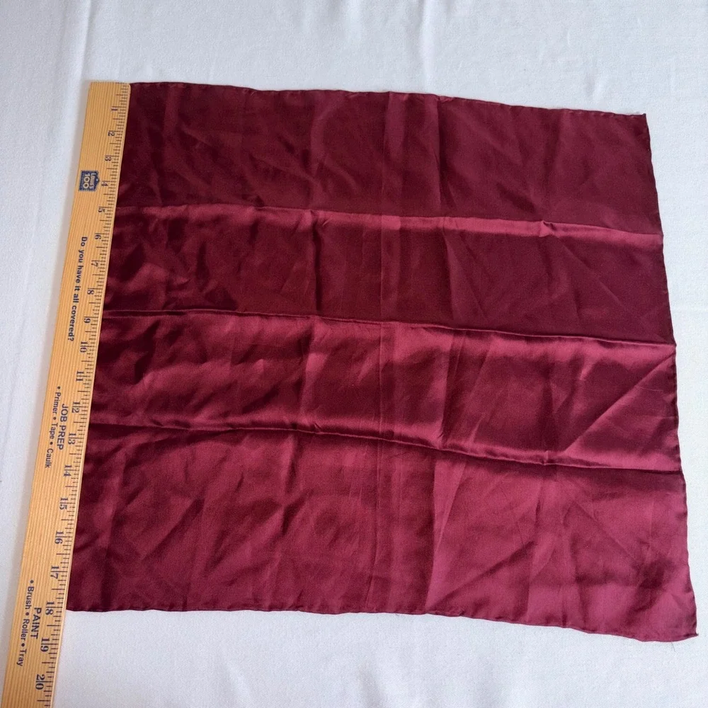 Silk Square Scarf 20 x 20  Burgundy red real silk Finish Formal wedding suit